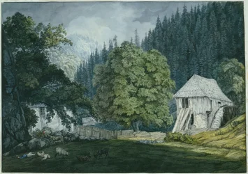 Zaagmolen in het Beuernerdal (Blad 8 uit het schetsboek van de omgeving van Baden)