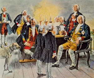 Kroonprins Friedrich en prins Heinrich verschijnen in het tabakscollege om de koninklijke vader "welterusten" te wensen