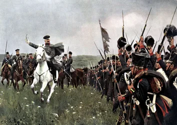 Generaal Blücher voor de slag aan de Katzbach, 26 augustus 1813