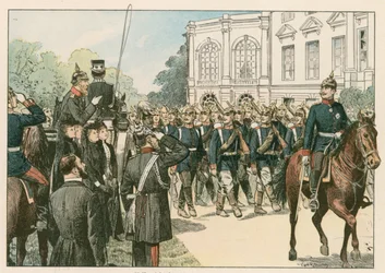 De laatste parade van Frederik III, Duitse keizer en koning van Pruisen, in 1888