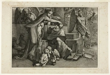 Allegorie van de Kunst: Een Jongere Geïnspireerd door de Geest van de Kunst