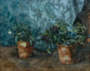 Stilleven met bloempotten