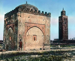 Marokko, Heilig graf bij een moskee, circa 1910