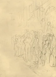 In afwachting van de processie, midden-late 19e eeuw, ca. 1924