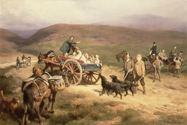 Jacht op korhoenders op het landgoed Glentanar in Aberdeenshire, 1889