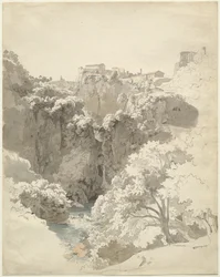 Tivoli en de Tempel van de Sibylle Boven de Aniene Kloof