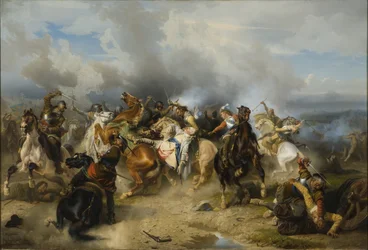 De dood van koning Gustav II Adolf van Zweden in de Slag bij Luetzen op 6 november 1632