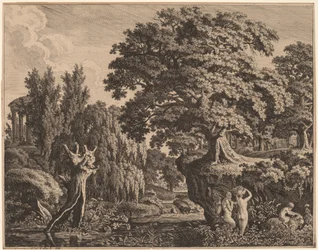 Arcadisch Landschap met een Satyr Familie