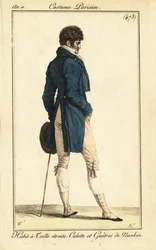 Franse dandy in rokjas met smalle taille, Parijs
