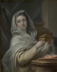 Een Vestaalse. Vrouw afgebeeld als een Vestaalse?