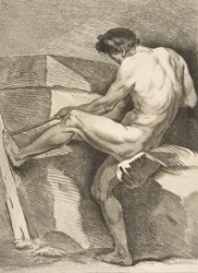 Een Académie: Man die een Koord Trekt