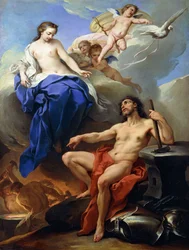Venus vraagt Vulcanus om wapens te maken voor Aeneas