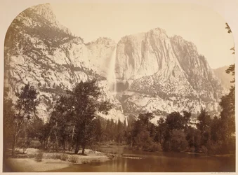 Gezicht op de rivier, Yosemitewatervallen. 2477 ft.
