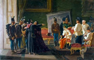 Ugo Bassi en zijn zus Carlotta in Villa Spada, ca 1866, olieverf op doek, door Carlo Ademollo