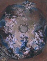 God de Vader ontvangt de Madonna van de Onbevlekte Ontvangenis