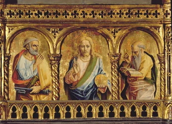 Christus met St. Petrus en St. Paulus (detail)