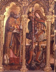 Sint Nicolaas en Sint Michaël, detail van het San Martino polyptiek