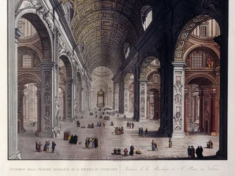 Interieur van de Grote Basiliek van San Pietro in het Vaticaan
