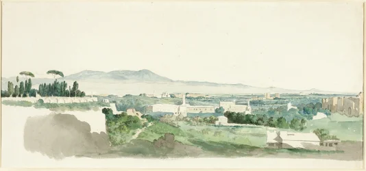 Een uitzicht vanaf de Palatijnse Heuvel, Rome, de Alban Heuvels in de verte