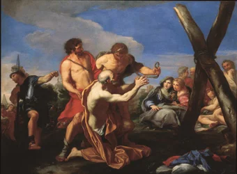 Sint-Andreas geleid naar het martelaarskruis (olieverf op doek)