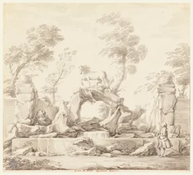 Ontwerp voor een fontein met Pegasus, voor de Villa Albani, Rome
