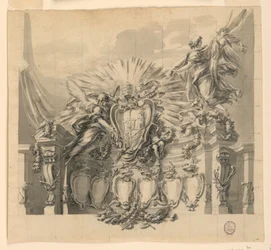 Ontwerp voor de decoratie van de gevel van de Sint-Pietersbasiliek, Rome, voor de heiligverklaring van Giuseppe da Copertino en Jeanne-Françoise de Chantal