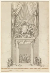 Deur van San Salvatore in Lauro met decoratie voor de begrafenis van koning Frederik August III van Polen, Rome, Italië