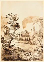 Tekening, Een pastoraal landschap, 1760-1780