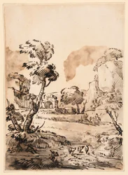 Tekening, Een pastoraal landschap, 1760-1780