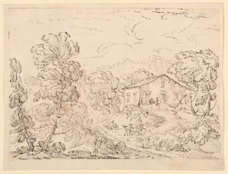 Tekening, Een trattoria in het bos, 1760-1770