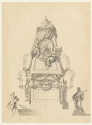 Tekening, Katafalk voor een koning, ca. 1765
