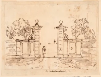 Tekening, Ontwerp voor een poort van een villa, 1750-55