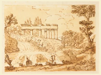 Tekening, Landschap met tempelruïnes, 1770-1786
