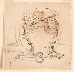 Tekening, Pauselijk wapenschild, 1740-58
