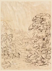 Tekening, Weg naar een bergachtig stadje, 1750-86