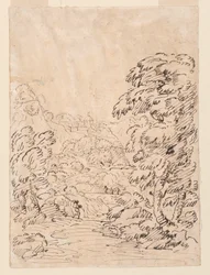 Tekening, Weg naar een bergachtig stadje, 1750-86