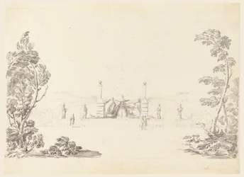 Tekening, Schets voor een fontein in het park, 1740