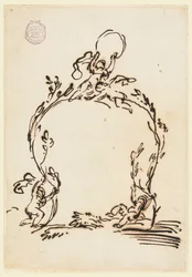 Tekening, Schets van een cartouche, 1760-80