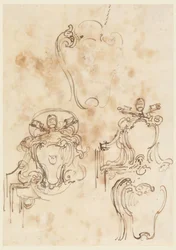 Tekening, Schetsen voor lijsten en wapenschilden, 1758-69