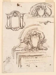 Tekening, Schetsen voor lijsten, voor de sacristie van St. Peter