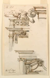 Tekening, twee deurkasten, 1750-75