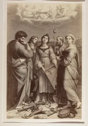 "De extase van de heilige Cecilia", gravure van een onbekende auteur naar een schilderij van Rafaël (1483-1520)