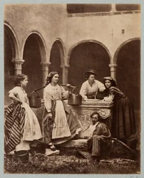 Figuren bij de put, kloosterhof van San Giobbe, Venetië (Donne al Pozzo, Chiostro di San Giobbe, Venetië)