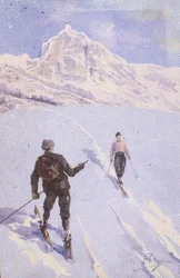 Skiërs op de Mt. Rose, Zwitserland