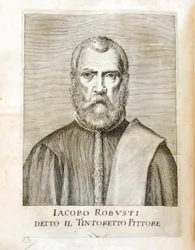 Portret van Jacopo Robusti, bekend als Tintoretto (1518-1594) Italiaanse schilder Gravure uit 