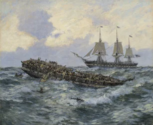 Engagement tussen de Amerikaanse fregat Constitution en H.M.S. Guerriere, 1895