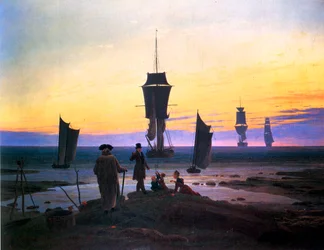 Duits: Die Lebensstufen (Strandbild, Strandszene in Wiek) De levensfasen (strandfoto, strandtafereel in Wiek)