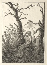 De Vrouw met het Spinrag tussen Kale Bomen