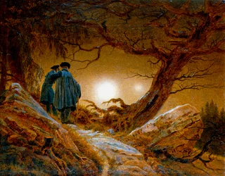 Twee mannen die de maan aanschouwen, ca. 1825-1830
