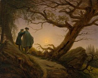 Twee mannen die de maan aanschouwen, ca. 1825-30